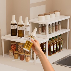 Creative Expandable Cupboard Sink Countertop Organizer Riser Rack Storage <b>Corner</b> Shelf Double Tier <b>Cabinet</b> Shelf - Product Image 1