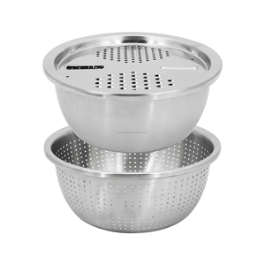 Râpe <span class=keywords><strong>passoire</strong></span> multifonctionnelle 3 en <span class=keywords><strong>1</strong></span> en acier inoxydable avec bol mélangeur pour légumes et fruits. - Product Image 6