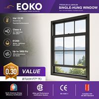 Fenêtre à double battant en aluminium EOKO NFRC Low-E, économie d'énergie, résistance aux ouragans, double vitrage, fenêtres sur mesure pour villa en bord de mer