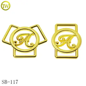 Fivela frontal de sutiã banhada a ouro personalizada, fivela decorativa em forma de U para roupa de banho/biquíni, novo design