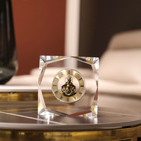 Horloge de table en cristal K9 de luxe, horloge de bureau mécanique moderne, ornement de décoration tendance pour le salon, le bureau