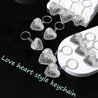 Porte-clés Pendentif Réflecteur Cœur en Verre Effet Miroir, Forme Cœur, Créatif, Idéal pour la Saint-Valentin et le Nouvel An - Vente Flash