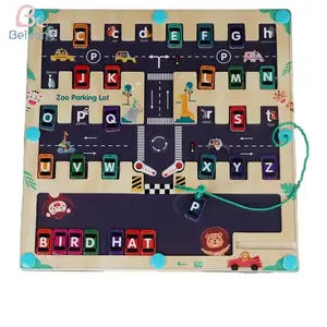 hölzernes magnetisches Alphabet Labyrinth Buchstaben Puzzle Montessori-Finstomotor-Spielzeug Lern-Spielzeug für Kleinkinder