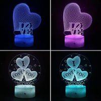 Lampe d'illusion 3D Love Heart Night light avec tableau blanc acrylique Luminous Anime Night Light Illusion Lamp lover gift night light