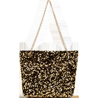 Nouveau sac fourre-tout tendance Instagram en sequins dorés avec fermeture éclair et poignée chaîne – Sac à main polyvalent pour influenceuses et shopping quotidien