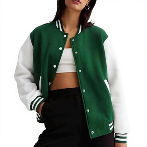 Vestes personnalisées de style universitaire en laine, cuir et coton, coupe-vent, col montant - Product Image 1
