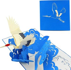 Carte de vœux 3D <span class=keywords><strong>pop</strong></span>-up élégante avec motif grue, pliable de qualité supérieure, pour artistes, cadeau pour les passionnés d'ornithologie, connexion émotionnelle - Product Image 3