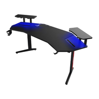 Bureau de jeu d'angle grand format noir pour e-sport avec éclairage LED RGB, station de travail PC pour la maison