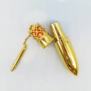 Luxury Bullet Sand Glossy Gold Crown Lipstick Tube Bao Bì Mỹ Phẩm Cho Hộp Đựng Son Môi