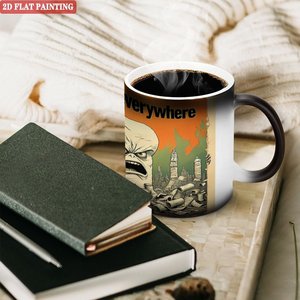 <b>Ceramic</b> <b>Cup</b> 11oz Frosted Black Heat Color Changing Magic Mug For Daily Use - Product Image 3