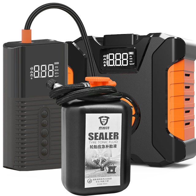 TYRESEALANT OEM Hot Sale Tire Inflator and Sealant Kit with Cordless/Corded Digital Inflator for Tubeless Tires Car Tool