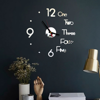 대형 아트 40cm 100cm 120cm 47 인치 블랙 골드 시계 거울 미니멀리스트 DIY 아크릴 프레임리스 3D 벽 시계 스티커 홈 장식