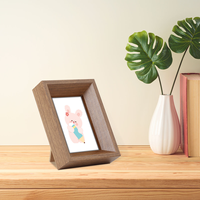 Cadre photo biseauté en MDF Premium 4x6, lot de 2, grain de bois chêne et noyer, pour table ou mur, salon