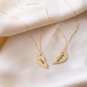 Collana a Cuore in Acciaio Inossidabile con Catena a Bambù Placcata Oro, Personalizzabile con Incisione, Trendy per la Festa della Mamma - Product Image 2