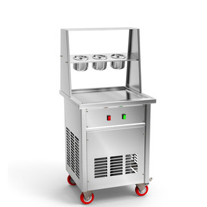Machine à crème glacée et yaourt glacé professionnelle en acier inoxydable, à cuve unique, sur chariot mobile avec réservoirs de garnitures - Product Image 2