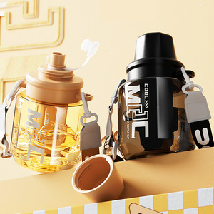 Trendy Dual Drink Cup Large Capacity Water Bottle With Lid And Cup For Sports Outdoor Use - Product Image 2