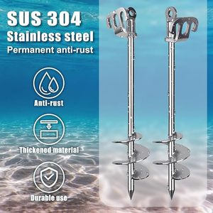Kit d'ancrage de sable en acier inoxydable 304, résistant à la corrosion, avec vis, corde et flotteur pour kayak, jet ski et plage en eau salée - Product Image 4