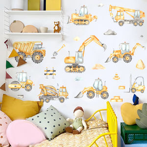 Ingénierie voiture pelle palan stickers muraux Garçons enfants <span class=keywords><strong>chambre</strong></span> salon décoration papier peint autocollants auto-adhésifs - Product Image 2