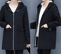 AIMINYZ Nouvelle veste à capuche longue décontractée en coton épais et chaud imprimé pour femmes en automne et en hiver