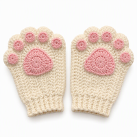 Kit de fabrication de mitaines en crochet faites à la main en forme de patte de chat, ensemble de matériaux pour gants sans doigts DIY pour débutants et cadeaux