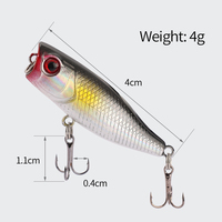 Leurre de pêche Mini Whopper Petit Popper 4cm 3.2g Micro Poppers Appât Artificiel Dur pour la Pêche au Bar, au Seabass, à la Truite et au Tilapia en Rivière
