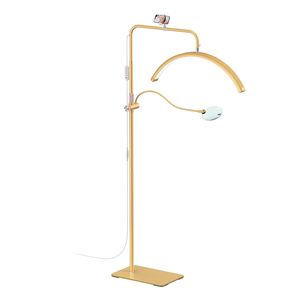 Lampe LED demi-<span class=keywords><strong>lune</strong></span> réglable sur pied avec support de téléphone pour extensions de cils, nail art, tatouage, soins de la peau, salon de beauté et SPA - Product Image 1