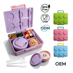 Boîte à lunch créative style blocs de construction 1900 ml, boîte bento en plastique multi-compartiments, récipient alimentaire anti-fuite, ODM OEM - Product Image 1