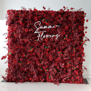 Muro <span class=keywords><strong>de</strong></span> Flores <span class=keywords><strong>de</strong></span> Seda Rojas para Decoración <span class=keywords><strong>de</strong></span> Bodas, Fondo para Fotos y <span class=keywords><strong>Videos</strong></span>, Flores Artificiales - Product Image 2