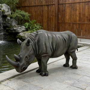 Estatua de Rinoceronte de Resina con Acabado de Bronce Artístico Realista, Resistente <span class=keywords><strong>al</strong></span> Agua y a los Rayos UV, Modelo para Decoración de <span class=keywords><strong>Entrada</strong></span> de Hotel <span class=keywords><strong>al</strong></span> Aire Libre - Product Image 6