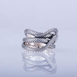 Anello Vintage a Forma di Serpente Unisex, Design in Tono Argento, Gioiello di Moda per Uso Quotidiano - Product Image 6