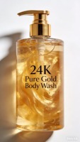 Gel Douche Moussant Hydratant et Éclaircissant au Jasmin et Or 24K, Exfoliant et Contrôle du Sébum, Entièrement Naturel et Biologique, Personnalisable