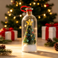 Bouteille en verre miniature avec message vocal enregistrable pour Noël, décoration de Noël, cadeau
