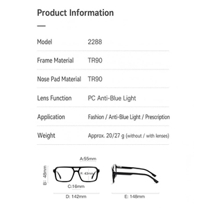 Gafas TR90 de Doble Puente Cuadradas con Bloqueo de Luz Azul, Montura Grande para Hombre, Sin Graduación, Lentes de Moda - Product Image 5