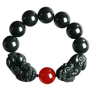Bracelet en jade noir Pi Xiu en néphrite naturelle, design original UNISEXE, style chinois, cadeau avec certificat d'évaluation SL156 - Product Image 5