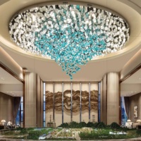 JYLIGHTING Lustre suspendu en verre LED personnalisé pour grand projet, décoration moderne de hall d'hôtel et de villa