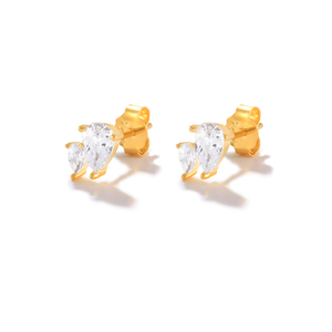 Petites boucles d'oreilles en argent sterling 925 avec zircon 5A en forme de goutte d'eau délicate pour femmes - Product Image 1