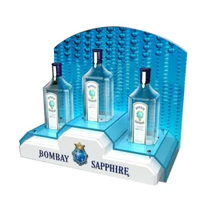 Acrylic 3 Tier LED Lighted Liquor Bottle Display Floating Color Changing Home Bar Shelves Wine Display Stand