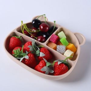 Plato de silicona de grado alimenticio anticaída para bebés, con divisores, diseño de oso, venta al por mayor del fabricante - Product Image 3