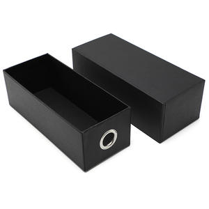 Estuche de cuero para gafas, rectangular, negro sólido, con caja y paño para almacenamiento y protección de gafas - Product Image 3