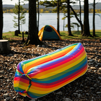 200KG au-dessus de la chaise de lit paresseux en PVC de canapé d'air gonflable en couleur arc-en-ciel 240x70mm sac de couchage de style momie pour une utilisation intérieure et extérieure