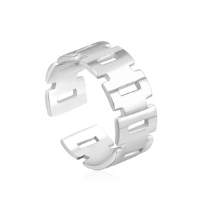 แหวนสแตนเลสทรงเรขาคณิตแบบฉลุลาย ของขวัญเครื่องประดับสำหรับทุกเพศ - Product Image 2