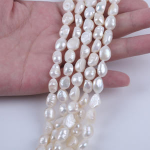 Perles d'eau douce baroques Zhuji 9-10 mm, produit semi-fini naturel, perles irrégulières à trou droit double face, perles en vrac - Product Image 4