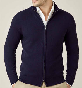 Wholesale Custom Logo Cashmere Wool Zip <strong>Cardigan</strong> <strong>Men</strong> Crew Neck Premium Knitwear OEM ODM Luxury Sweater Manufacturer - Product Image 4