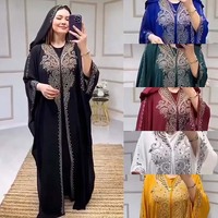 Nouvelle robe longue musulmane modeste ornée de paillettes et de diamants pour femmes africaines grande taille avec capuche, idéale pour les mariages