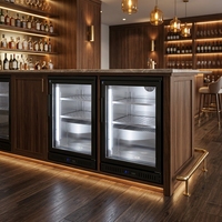Réfrigérateur Commercial Noir à Dos Vitré pour Bar, Réfrigérateur à Boissons Sous Comptoir, Vitrine Réfrigérée 1, 2, 3 ou 4 Portes en Verre