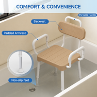 Chaise de douche pour baignoire et salle de bain, siège de douche pour petite salle de bain avec accoudoirs et dossier antidérapant