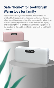Multi Toothbrush Sterilizer Box PTC Heating LED Clock <b>Timer</b> 4400mAh Battery Ventilation Fan 99.9% Sterilization - Product Image 5