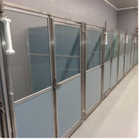 Niches commerciales modernes pour chiens en acier inoxydable 304 avec porte en verre trempé à vue claire, respirantes, avec serrure antivol et faciles à nettoyer