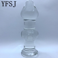 Juego de Tres Tapones Anales Grandes de Vidrio Transparente, Tapón Anal para Masturbación Anal, Expansión, Juguete Sexual para Adultos