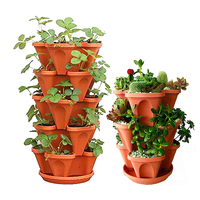 1/2/3/4/5 pièces Pots de fleurs empilables en plastique verticaux Porte-plantes pour semis Décoration de jardin Pots de plantation Pots empilables